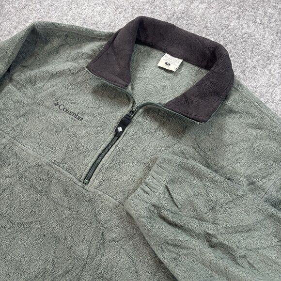 Vintage Columbia Men's Half Zip Fleece Pullover Medium Olive Green XM6362-F03 - Picture 1 of 9